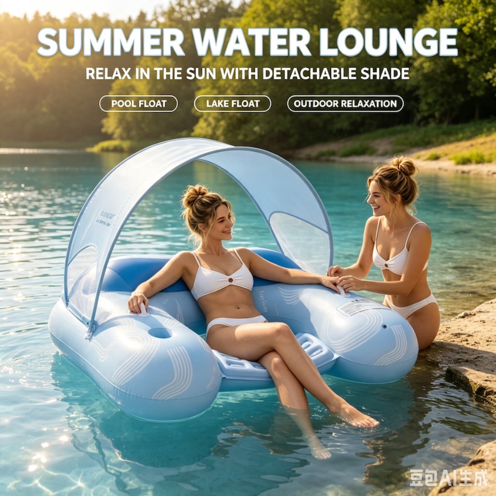 Pull Buoy Swimming - Abnehmbarer Sonnenschutz Aufblasbarer Pool-Sessel UV-Schutz Wasser-Sofa