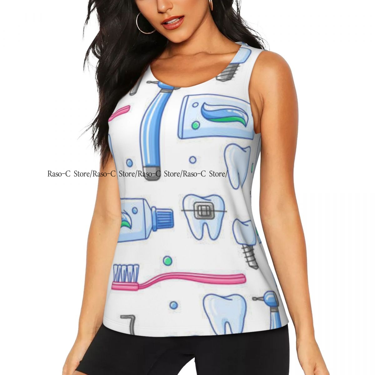 Sports Equipment Background - Damen Fitness Sexy Yoga-Top Medizinische Zahnmedizinische